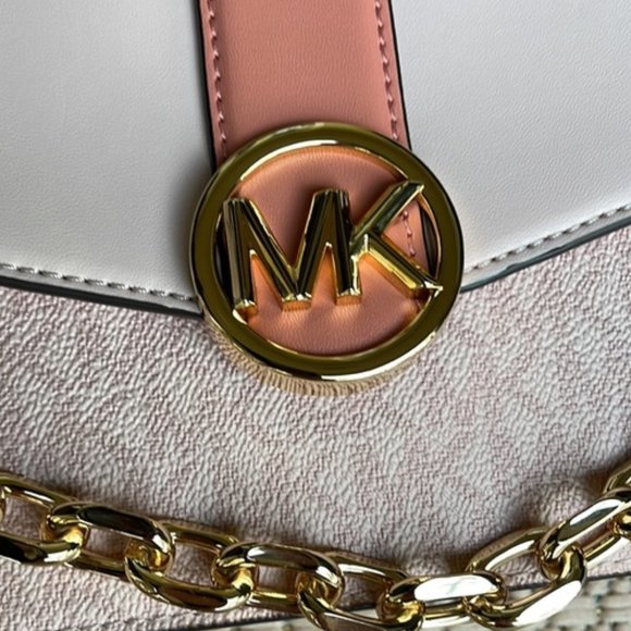 Michael Kors Carmen Small Monogram Flap Crossbody Sherbert Color - Picture 8 of 16